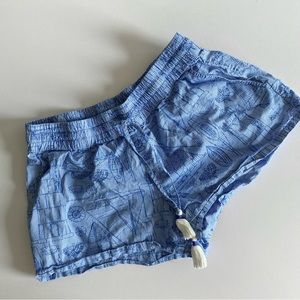 vineyard vines blue Boat Pull On Shorts women small cotton preppy coastal sketch